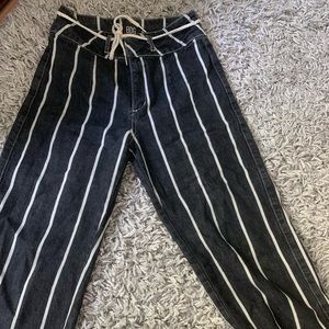 striped capri jeans